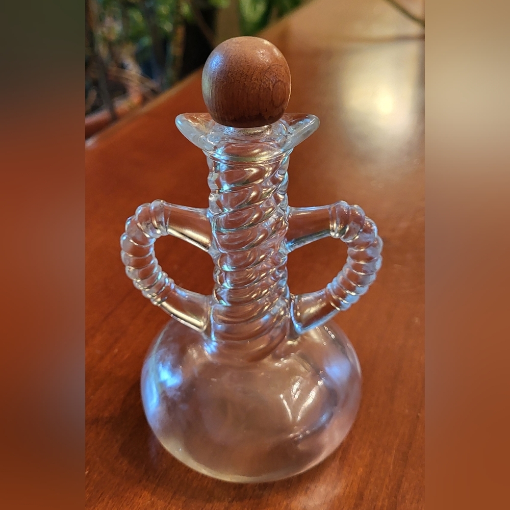 Vintage Old South Cotton Blossom Perfume Cologne Bottle w/ Wooden Screw On Lid